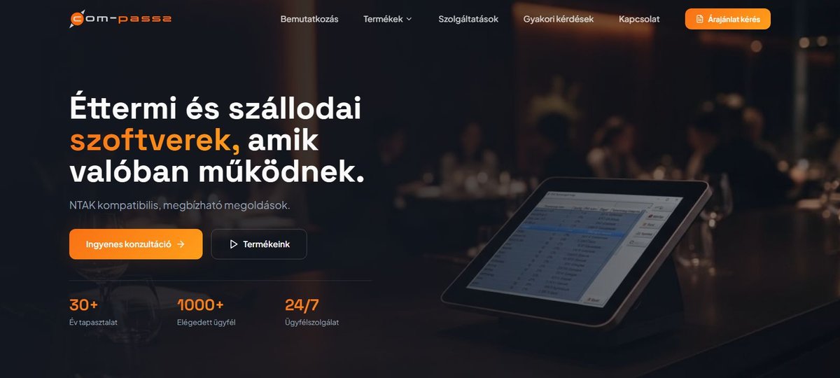 Mobile screenshot of the com-passz.hu homepage
